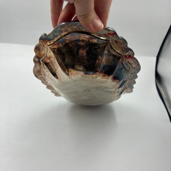 Vintage Silver Plated Tray Textured Rose Pattern Ribbon Decorative Serving Tray - Picture 4 of 8